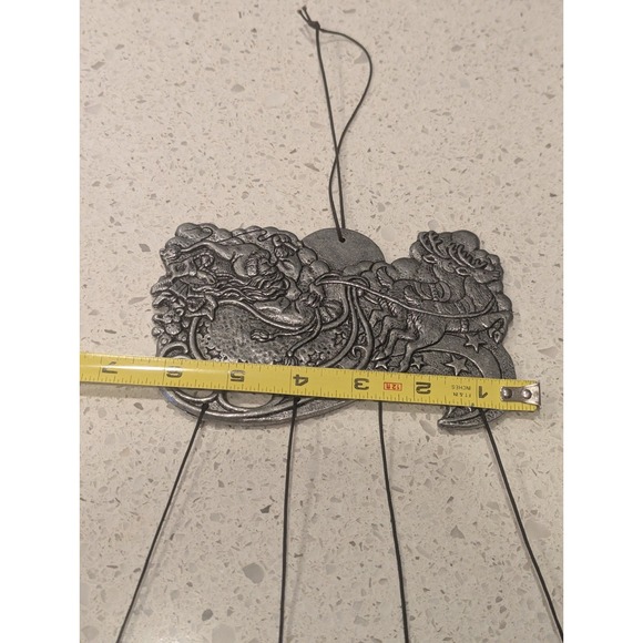 Vintage 1994 Carson Christmas Santa Theme Wind Chimes Pewter Metal  17" Long USA - Picture 7 of 9